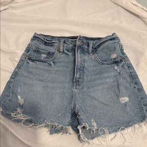 Express Light Blue Distressed Jean Shorts